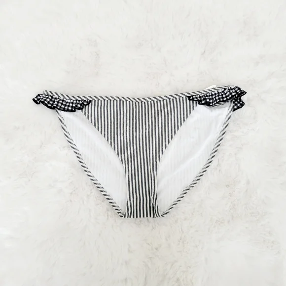 🕶AERIE TIE BACK BIKINI TOP AND SEERSUCKER RUFFLE BIKINI BOTTOM GINGHAM SIZE S - Picture 6 of 12